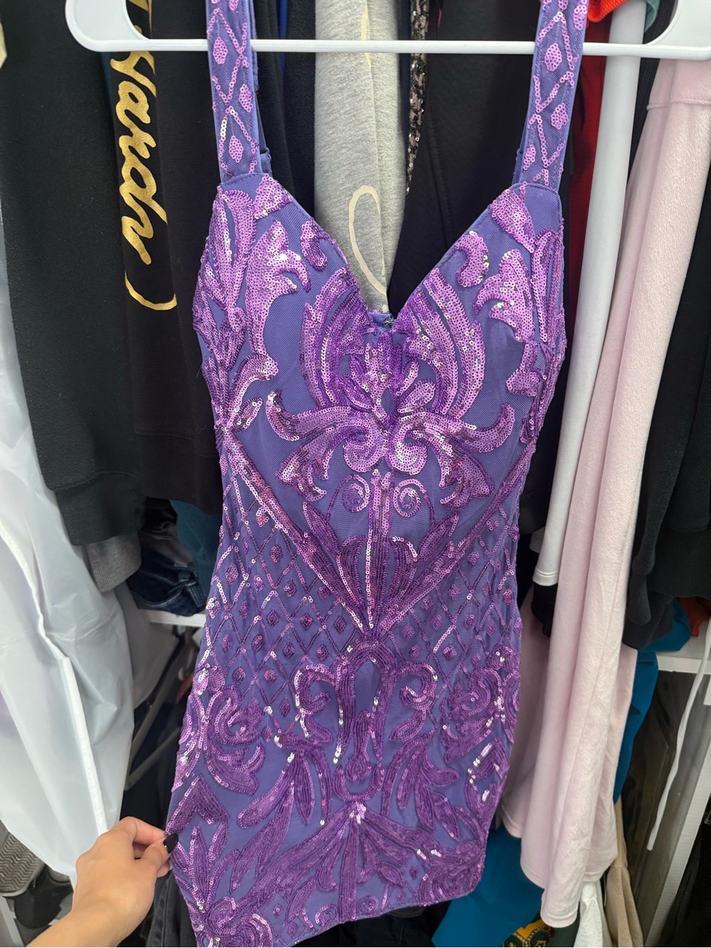 privy Purple Sequin Embellished Mini Dress